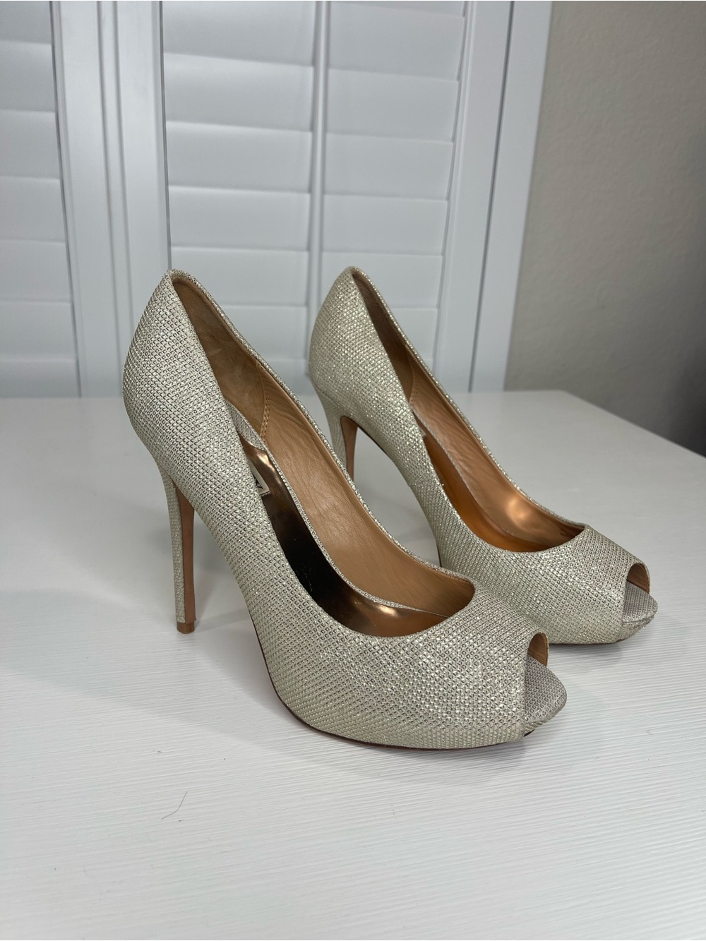 Badgley Mischa Gold Peep-Toe High Heels